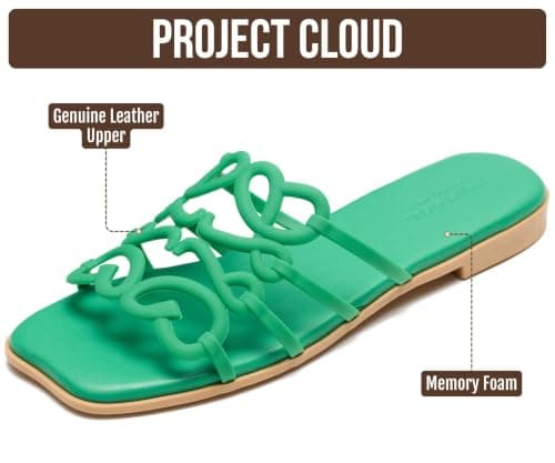 Project Cloud Womens Flat Sandals, Non Slip Dressy Sandals for Women (Lisa)