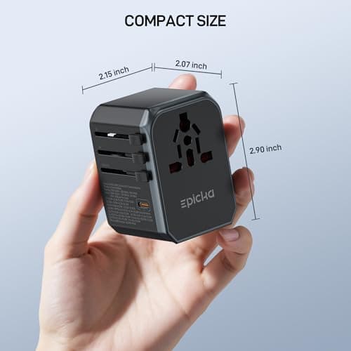 EPICKA Universal Travel Adapter GaN 45W, European Travel Plug Adapter with PD&QC Fast Charging(2 USB-A & 3 USB-C Ports) - Worldwide Travel Essentials, International Power Adapter for UK/US/AU (Black) — view 5