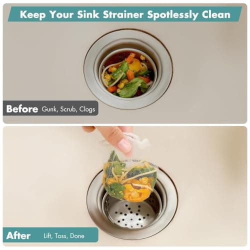400 Pack Disposable Drain Covers for Sourdough, Kitchen Mesh Sink Strainer Bags, Anti-Clog Drain Catchers for Food Scraps, Coffee Grounds & Hair, Kitchen & Bathroom