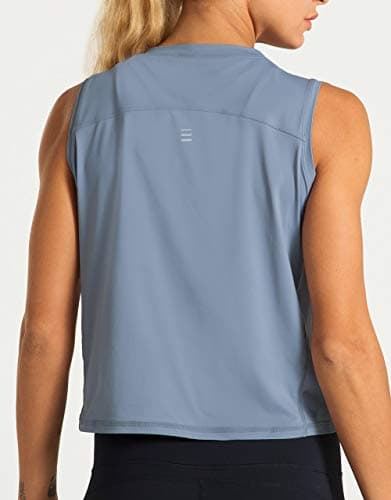 Dragon Fit Athletic Tank Tops for Women Sleeveless Workout Cool T-Shirt Running Short Tank Crop Tops (Large, Blue, l) — view 4