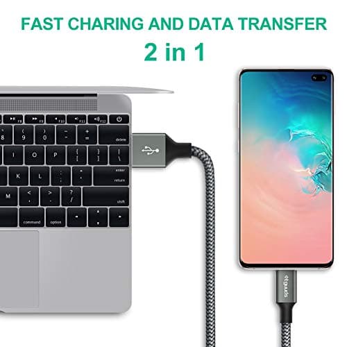 etguuds USB to USB C Cable 3ft, 2-Pack USB A to Type C Charger Cord Fast Charging for Samsung Galaxy A17 A16 A15 A26 A36 A56, S25 S24 S23 S22 S21 S20 S10 Note 20, for iPhone 17 16 15, Moto, Gray — view 3