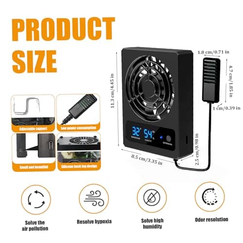 Ventilation Fan for Reptile Tank Cooling Fan Dehumidifier with LED Display for Rainforest Terrarium Vivarium Improving Air Circulation for Amphibians Reptiles Snakes Snake Enclosure — view 3