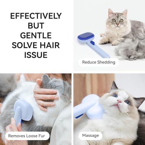 aumuca Pet Coat Care for Horse Dog Cat, Cat Brushes for Indoor Cats, Horses Grooming Deshedding Brush, Pet Massage Removes Loose Fur, Blue — view 4