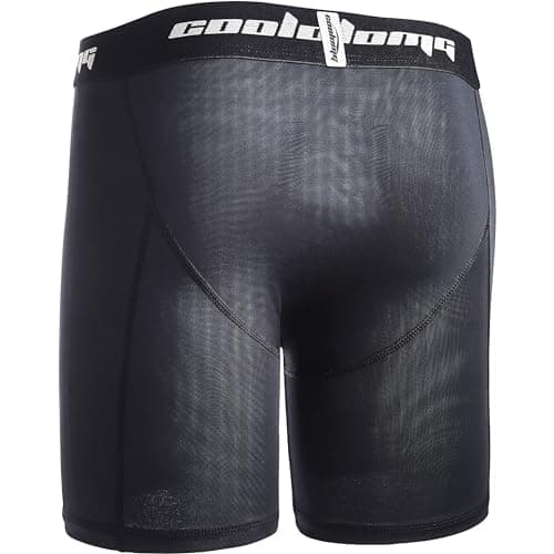 COOLOMG Boys Compression Shorts with Athletic Cups Groin Protector Support Jock Shorts for Kids Youth Black — view 6