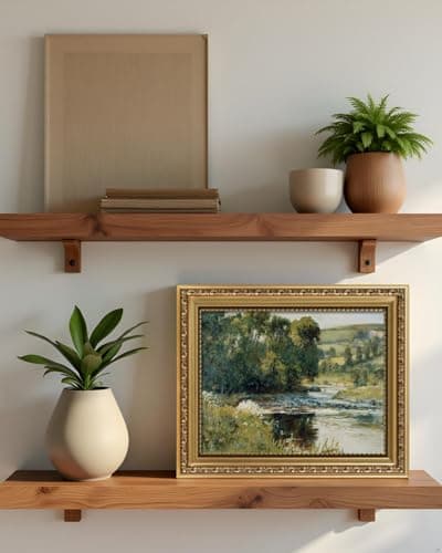 ARPEOTCY Vintage Gold Framed Wall Art, Nature Streamside Retro Paintings, 8x10 inch Small Canvas Prints Artwork with Antique Frame, Victorian Wall Pictures Decor for Living Room Gallery Room Shelf