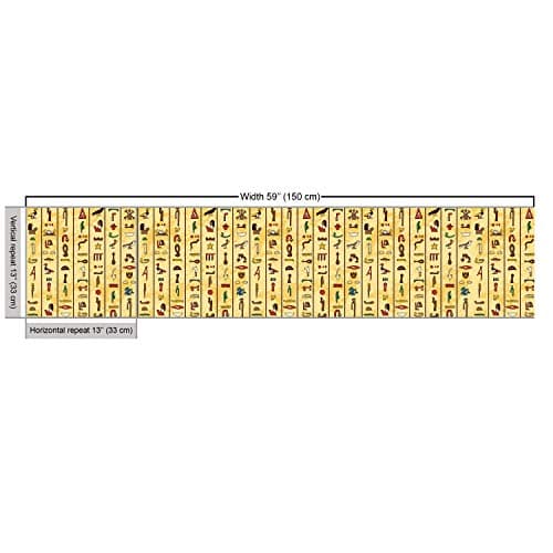 Ambesonne Egyptian Print Fabric by The Yard, Colorful Hieroglyphics on Papyrus Old Paper Style Background Cairo Culture, Decorative Fabric for Upholstery and Home Accents, 1 Yard, Beige — view 2