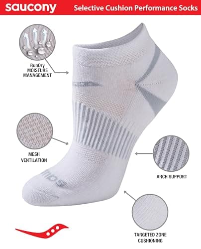 Saucony Women's Selective Cushion Performance Socks (6 & 12 Pairs), White Basic (6 Pairs), Medium — view 3