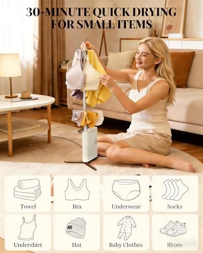 Portable Dryer for Clothes, 3/6/9-Hr Timer, Fragrance Disc, UV Care Light — view 2