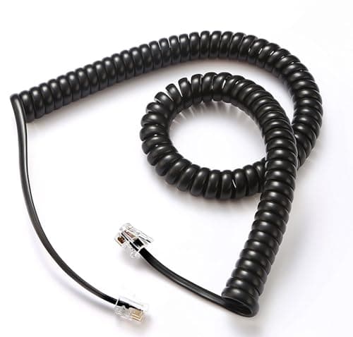 Comtrue Telephone Cord, Phone Cord, handset Cord, Black, 2 Pack, Universally Compatible