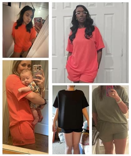 MARZXIN Women Two Piece Set with Vertical Stripes, Daily Wear Vacation Travel Airport Outings Pocket Cruise Outfits Loungewear to Street Comfy Postpartum maternity Lounge Sets Orange Patchwork1 M — view 5