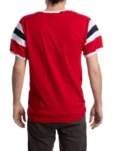 Calhoun NHL Surf & Skate Mens Shoulder Stripe Varsity Inset Sleeve Retro Style T-Shirt – The Coastal Collection (Montreal Canadiens-Red, Medium)
