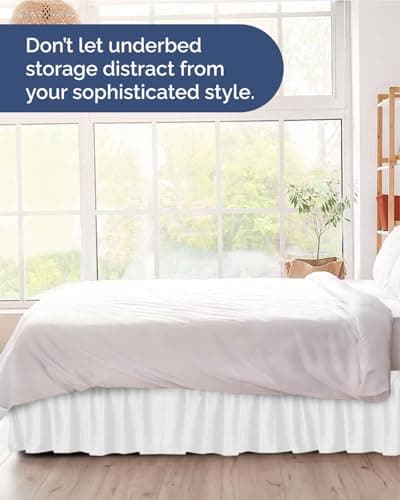 Wrap Around Dust Ruffle Bed Skirt, Queen Size Beds - 15 Inch Drop, White — view 7