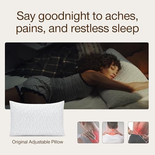Coop Home Goods Original Adjustable Pillow, Queen Size Bed Pillows for Sleeping, Cross Cut Memory Foam Pillows - Medium Firm Back, Stomach and Side Sleeper Pillow, CertiPUR-US/GREENGUARD Gold — view 2