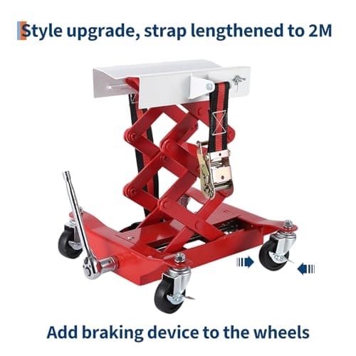 Garvee Transmission Jack 450 LBS Capacity: Low Profile Lift with 2M Safety Straps & 4 Brake Wheels, 7-23 Inch Range for Car & Truck Repair (Red) — view 3