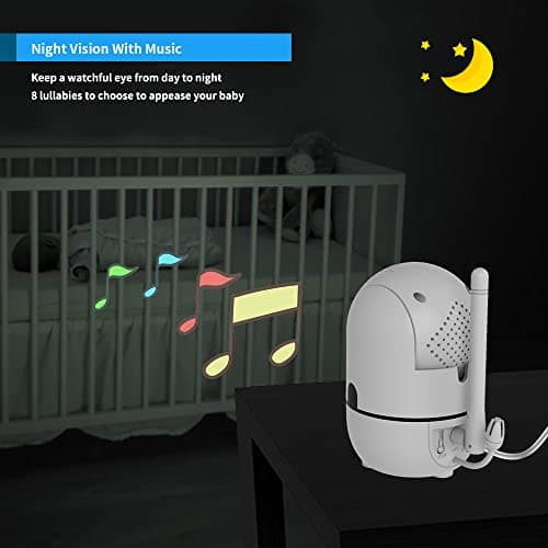 HelloBaby No WiFi Baby Monitor 5" Screen 30-Hour Battery Pan-Tilt-Zoom Video Upgrade with Camera and Audio, Night Vision, VOX, 2-Way Talk, 8 Lullabies and 1000ft Range, HB6550 — view 3