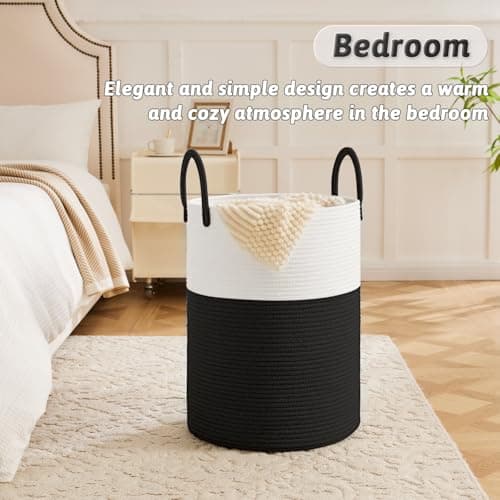 Artfeel Laundry Basket,Woven Cotton Rope Laundry Hamper,40L for Decorative Storage of Dirty Clothes,Toys and Blankets in Bathroom,Baby Room and Living Room — view 3