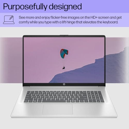 HP 17.3 inch Laptop, HD+ Display, AMD Ryzen 5 7520U, 16 GB RAM, 512 GB SSD, AMD Radeon Graphics, Windows 11 Home, Natural Silver, 17-cp2199nr — view 2
