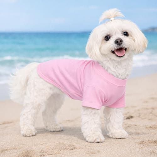 Lovelonglong Bulldog Clothes Dog Clothing Blank T-Shirt Tee Shirts for French Bulldog English Bulldog American Pit Bull Pugs 100% Cotton Skin Care Pink B-M — view 8