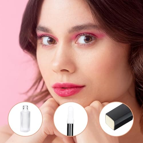 5 PCS Frosted Glass Lip Gloss Tubes, 5ml Empty Lip Gloss Tubes Refillable Lips Glosses Containers Mini Lips Balm Bottle Container with Wands and Stoppers for Samples Travel Split DIY Makeup — view 3