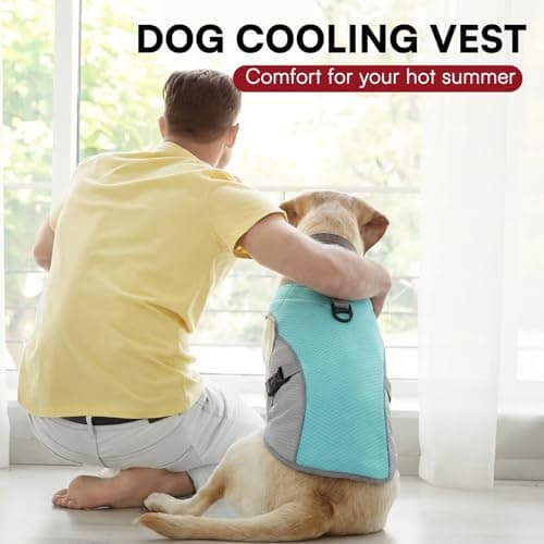 Preferhouse Dog Cooler Jacket for Extra Large Dogs, Dog Mesh Cooling Vest with Reflective Stripe and D Ring, Pet Cooling Jacket for Beach, Hiking, Walking, Blue-XL — view 6