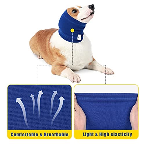 Nanaki Dog Calming Hoodie Quiet Head Cover Sleeves-Ear Covers Hood for Noise Bath, The Grooming and Force Drying Head Protection for Anxiety Relief and Calming Dog Neck and Ear Warmer, Fireworks 1Pack — view 5