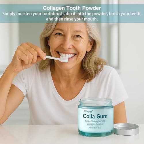 FYeang® Collagum Smile Strengthening Powder, Removes Surface Stains From Teeth, Gum & Enamel Protection Tooth Powder for Daily Use — view 3