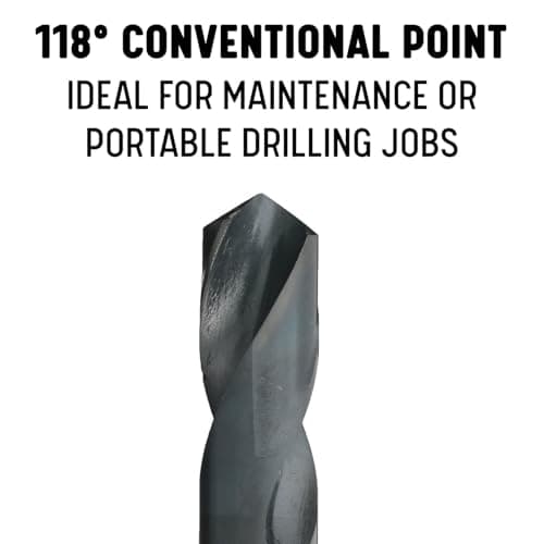 Drill America DWDRSD Series Qualtech High-Speed Steel Economy Reduced-Shank Drill Bit, Black Oxide Finish, Round Shank, Spiral Flute, 118 Degrees Conventional Point, 1-19/32" Size, Pack of 1 — view 2