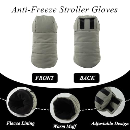 Zsedrut Stroller Gloves Universal Winter Anti-Freeze Stroller Mittens Water Repellent Hand Warmer Muff Fleece Lined,Winter Stroller Accessories (Army Green)