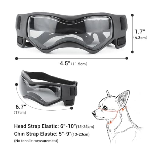 PETLESO Dog Goggles Small Breed, Dog Sunglasses UV Protection Puppy Eyewear for Small Pet Outdoor Riding Driving, Black S — view 4
