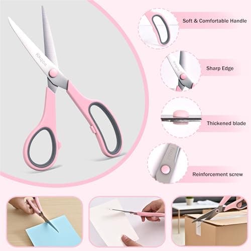 Scissors, 6 Pack 8" All Purpose Comfort-Grip Sharp Shears for Everyday Use — view 2