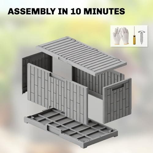 Outsunny 120 Gallon Resin Deck Box, Lockable Outdoor Storage Box with Safe Pneumatic Rods, Splash-Resistant & UV Resistant Patio Storage Container for Garden Tools, Pool Supplies — view 7