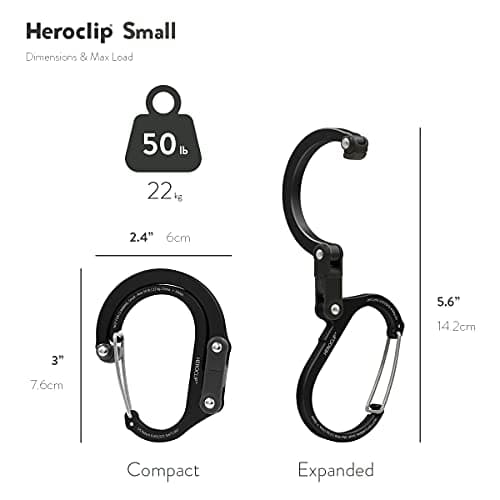 GEAR AID HEROCLIP Carabiner Clip and Hook (Small) for Purse, Stroller, and Backpack, Forest Green — view 4