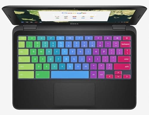 Colorful Keyboard Cover for Dell 11.6 Chromebook 3100 3110 / Chromebook 11 3120 3180 3181 3189 5190 P22T 11.6" / Chromebook 13 3380 13.3" Protective Skin, Dell Chromebook Accessories, Rainbow — view 6