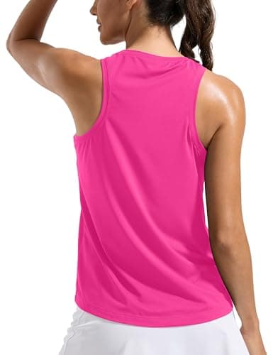MathCat Women's Loose Fit Workout Tank Top, Racerback Quick Dry Yoga Tennis Shirts, Lightweight Athletic Sleeveless Tops Rose Red