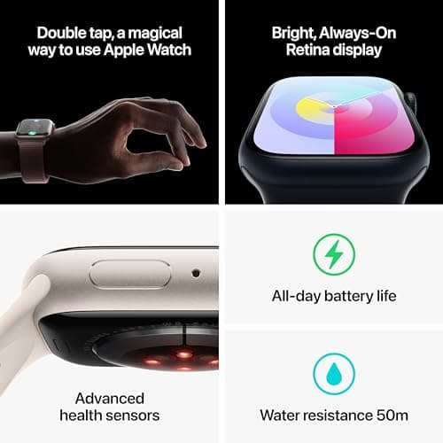 Apple Watch Series 9 [GPS 45mm] Smartwatch with Midnight Aluminum Case with Midnight Sport Band M/L (Renewed) — view 5
