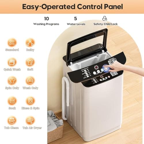 Auertech Portable Washer and Dryer Combo Set, 28 lbs Fully Automatic Washing Machine with Stainless Steel Inner Tub, 2.6 Cu.Ft Portable Dryers, Compact Washer and Dryer for Apartment, RV, Dorm — view 5