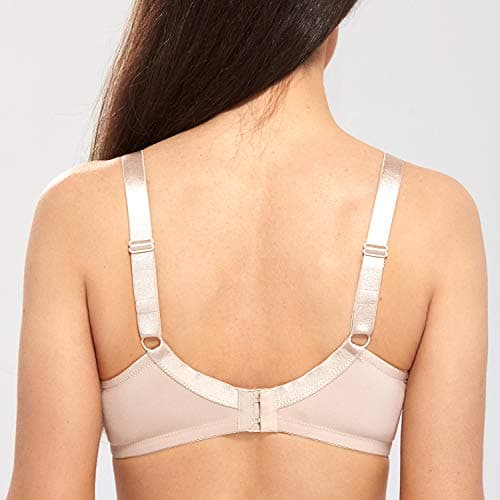 DELIMIRA Women's Plus Size Bras Full Coverage Lace Underwire Unlined Bra Beige 36F