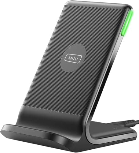 INIU Wireless Charger, 15W Fast Wireless Charging Station with Sleep-Friendly Adaptive Light Compatible with iPhone 17 16 15 14 13 12 Pro Max Samsung Galaxy S25 S24 S23 Note 20 Google etc — view 8