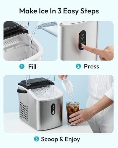 EUHOMY Ice Maker Countertop, Portable Ice Machine with Carry Handle, 26.5lbs Per Day, 9 Cubes in 6 Mins, Auto-Cleaning, with Basket and Scoop, for Home, Kitchen, Camping, RV (Silver) — view 4