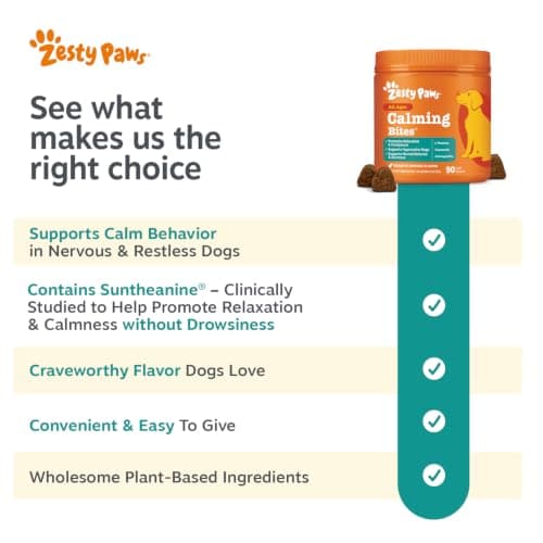 Zesty Paws Calming Chews for Dogs Composure & Relaxation for Everyday Stress & Separation Peanut Butter 90 Count — view 9