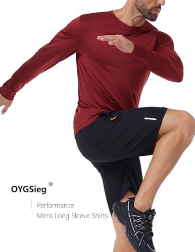 6 Pack Men's Quick Dry Long Sleeve Shirts UPF 50+ UV Sun Protection SPF Moisture Wicking T-Shirt for Casual Workout AM — view 4