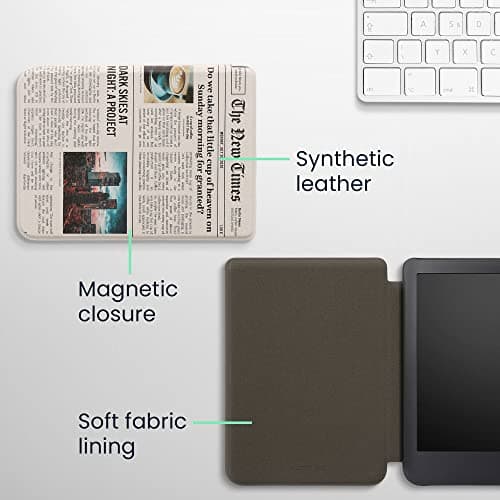 kwmobile Case Compatible with Kobo Clara 2E / Tolino Shine 4 Case - eReader Cover - Front Page Multicolor/Black/Sand — view 4