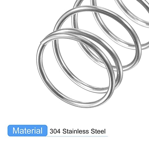 uxcell Compression Spring, 5Pcs 304 Stainless Steel, 10mm OD, 0.8mm Wire Size, 40mm Free Length, Silver Tone — view 3