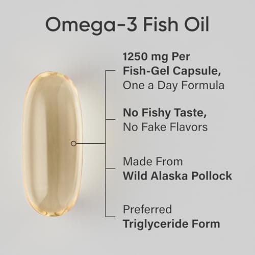 Sports Research Triple Strength Omega 3 Fish Oil - Burpless Fish Oil Supplement w/EPA & DHA Fatty Acids from Wild Alaskan Pollock - Heart, Brain & Immune Support for Men & Women - 1250 mg, 90 ct — view 2