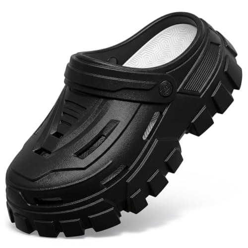 YASSIA Unisex Classic Clogs - Arch Support Sandals - Garden Shoes - Lightweight EVA Slip-On Slides (BlackWarrior Men8/W9.5