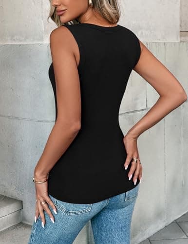 Zeagoo Tank Top for Women High Neck Sleeveless Shirts Casual Summer Basic Tee Slim Fit Business Work Clothes Black