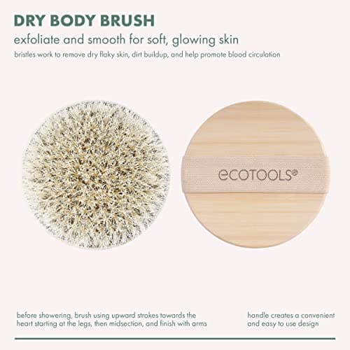 EcoTools Dry Body Brush, Cruelty-Free Bristles Exfoliate & Smooth Skin, Dry Brushing Removes Flaky Skin, May Help Improve Circulation & Tone, Eco-Friendly Skincare Tool, Vegan & Cruelty-Free, 1 Count