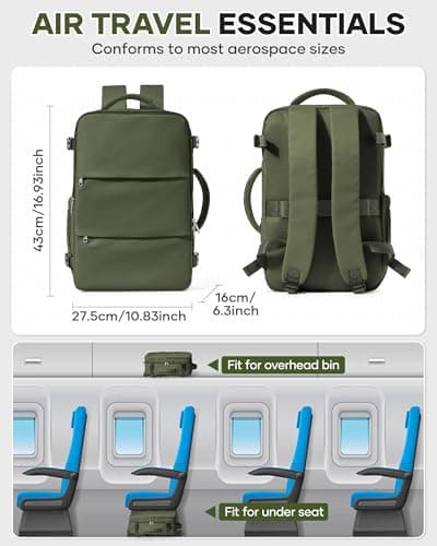 BJLFS Vacuum Backpack Travel with Pump Cabin Bags Women Travel Backpack with Vacuum System Carry on Bag for Airplane Vacuum Seal Hand Luggage Bag Men C03-Green — view 4