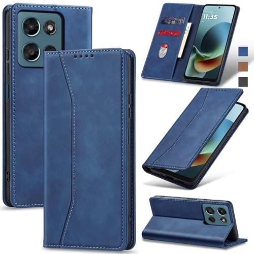 Jasonyu Flip Wallet Case for Moto G Play/G 5G (2026),Leather Magnetic Folio Cover with Card Holder,Kickstand - TPU Shockproof Durable Protective Phone Case,Blue
