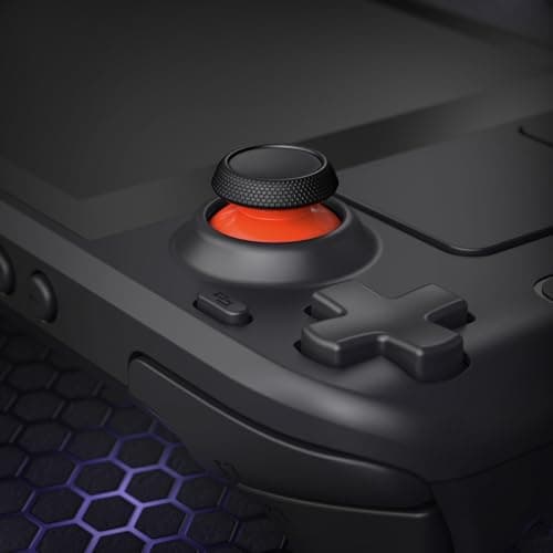 eXtremeRate Replacement Thumbsticks for Steam Deck LCD, Custom Analog Stick Joysticks Repair Kit for Steam Deck OLED Console with Original Touch Sensing, Anti-Slip Texture Grip - Orange & Black — view 5